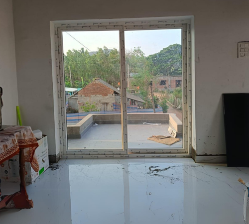 UPVC French door opening into a living room